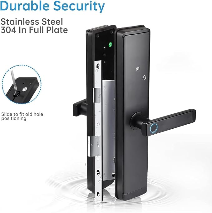 Sophies Keyless Entry Smart Lock with Handle, WiFi Door Lock, Tuya APP Control - Front Door Lock with Keypad and Anti-Peeping Password Grey
