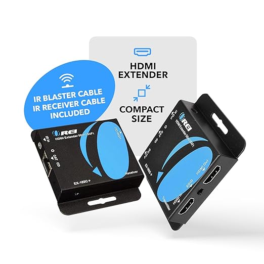 OREI 4K HDMI Extender over ethernet CAT5/CAT6/CAT7 Up To 165 Feet At 1080@60hz - HDMI 1.4 & HDCP 1.4 Compliant with One Way IR Pass Through, HDMI Loop Output & Power Over Cable
