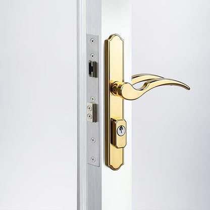 House Guard Storm Door Handle Replacement with Lock, Fits Storm & Screen Doors, Compatible with 1.1-1.97 Inch Thick Doors, 0.87 Inch & 1.02 Inch Backset Options (Brass)
