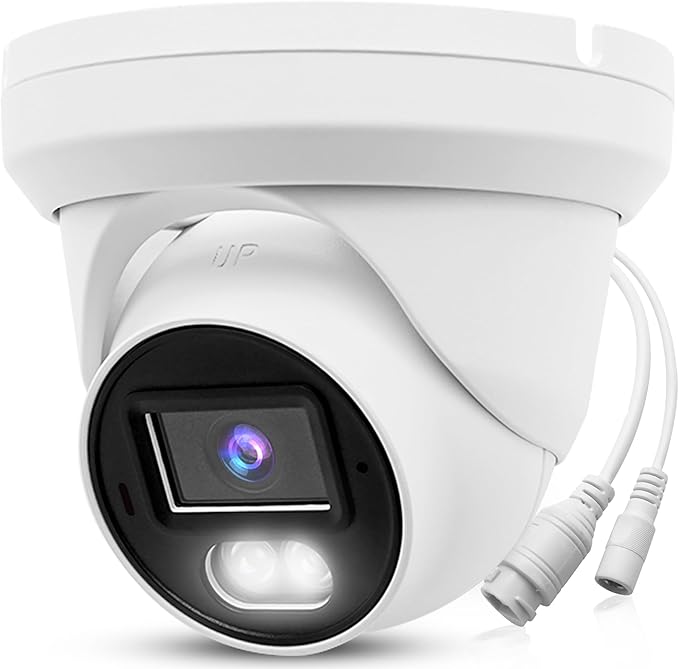 Real HD 8MP 4K PoE IP Full Color Night Vision Security Camera Outdoor, 2.8mm Wide Angle, H.265, Waterproof IP66, Metal Housing Turret Dome IP Camera, NDAA Compliant