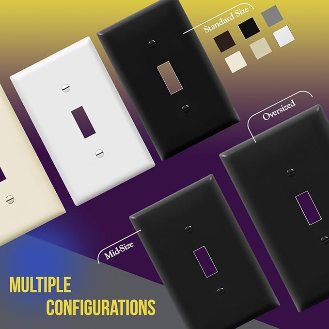 ENERLITES Triple Light Wall, Toggle Switch Plate, Gloss Finish, 3-Gang Standard Size 4.50" x 6.38", Unbreakable Polycarbonate Thermoplastic, UL Listed, 8813-BK, Black