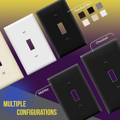 ENERLITES Triple Light Wall, Toggle Switch Plate, Gloss Finish, 3-Gang Standard Size 4.50" x 6.38", Unbreakable Polycarbonate Thermoplastic, UL Listed, 8813-BK, Black