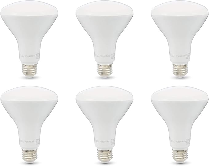 Amazon Basics BR30 LED Light Bulbs, 65W Equivalent, 11W Energy Efficient, E26 Standard Base, Soft White 2700K, Dimmable, 10,000 Hour Lifetime, 6-Pack