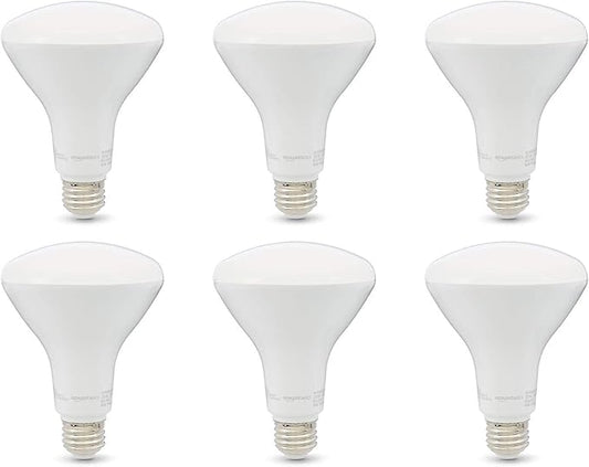Amazon Basics BR30 LED Light Bulbs, 65W Equivalent, 11W Energy Efficient, E26 Standard Base, Soft White 2700K, Dimmable, 10,000 Hour Lifetime, 6-Pack