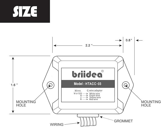 Briidea C-wire Power Adapter, Use for 24V Honeywell Home Thermostats, White