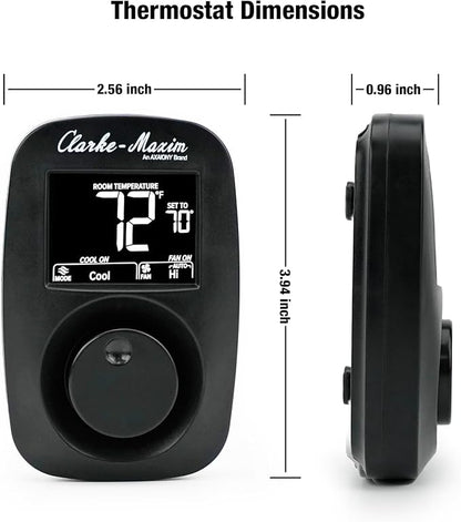 9420-381 Cooling & Heating Wall-Mounted Digital Thermostat - Black, Easy Installation, Low Power Consumption