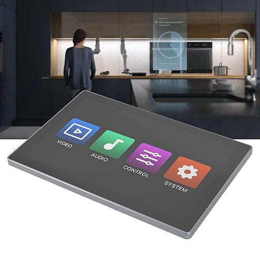 Smart Home 10 inch Multifunctional Intelligent Control Touch Screen, 4GB 32GB Background Music Central Control Panel, with Voice Control, Home Audiovisual Control System (US Plug