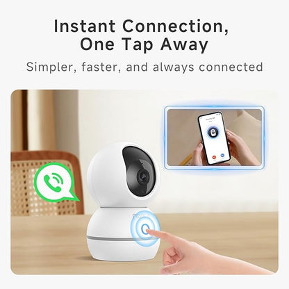 Noorio Security Camera Indoor, 4MP UHD Pet/Dog Camera 360-Degree for Home Security, One-Touch Call, Auto Motion Tracking, Night Vision, 2.4G Only