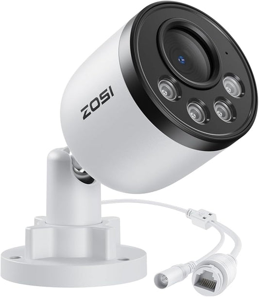 ZOSI 4K PoE Add on Security Camera,8MP Indoor Outdoor Bullet CCTV Surveillance IP Camera with Person Vehicle Detection,One-Way Audio,Metal Housing,Only Compatible with Same Brand 8MP/4K POE NVR