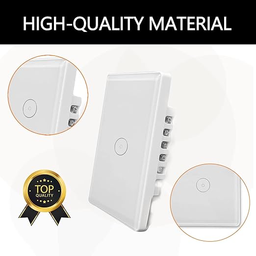 Smart Light Touch Wall Switches for Brilliant Glass 2.4GHz Zigbee 4 Gang White Tuya Easy to Install Must Connection Tuya Gateway（Hub） Realize Whole-House Intelligence (White 4 Gang)
