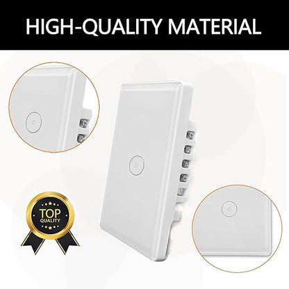 Smart Light Touch Wall Switches for Brilliant Glass 2.4GHz Zigbee 4 Gang White Tuya Easy to Install Must Connection Tuya Gateway（Hub） Realize Whole-House Intelligence (White 4 Gang)