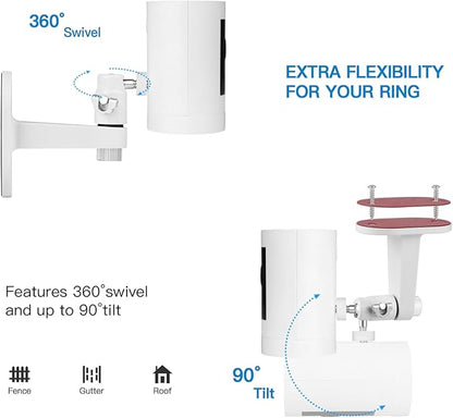 2Pack Adjustable Security Wall Mount Bracket for Ring Stick Up Cam & Ring Outdoor Cam Plus, Perfect View Angle for Your Surveillance Camera System - White