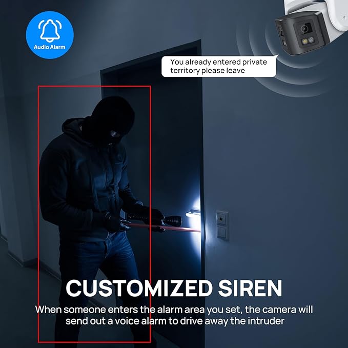 VIKYLIN 180° Dual-Lens 4K 8MP PoE IP Security Panoramic Turret Camera,Two Way Audio, AI Human Vehicle Detection Trigger Color Night Vision, SD Card (512GB),NDAA Complaint