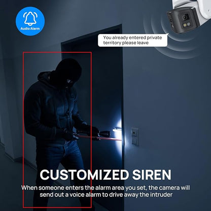 VIKYLIN 180° Dual-Lens 4K 8MP PoE IP Security Panoramic Turret Camera,Two Way Audio, AI Human Vehicle Detection Trigger Color Night Vision, SD Card (512GB),NDAA Complaint