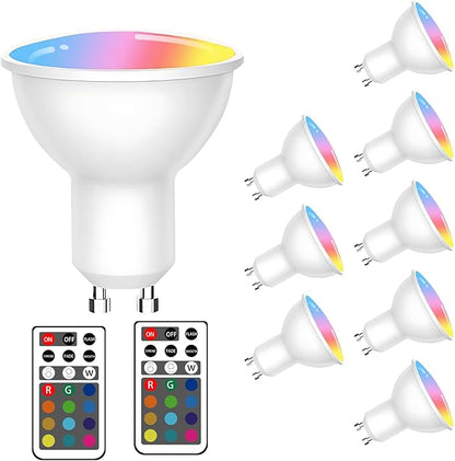 XRise GU10 LED Light Bulb Dimmable 3W LED Bulbs with 180°Flood Beam Warm White 3000K 12 Color Choices Remote Control Included Suitable for Bedroom Living Room Party Gathering（9 Pack ）