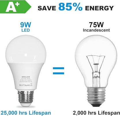 ORALUCE 丨 Bundle - A19 Lightbulbs Warm White 3000K (Pack of 6) & Smart LED Bulb A19 Wi-Fi and Bluetooth (Pack of 4)