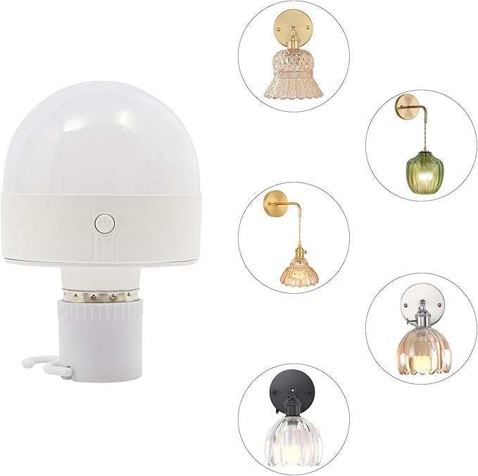 Rechargeable Light Bulb with with Controller and Timer, 3 RGB Colors RGB, Dimmable Battery-Operated Bulb, E26 E27 Universal Screw Mouth, Suitable for Parties Clubs Bars