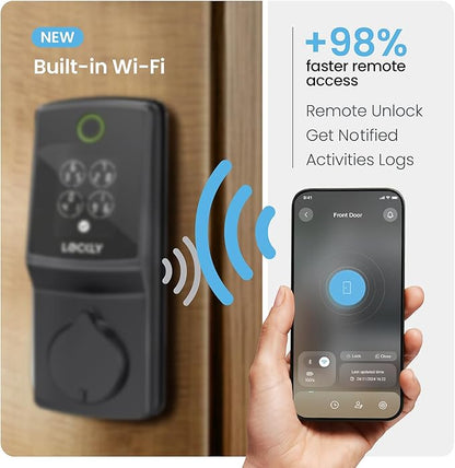 Lockly Secure Pro (Latest Version), Smart Lock with Built-in Wi-Fi, New-Gen Fingerprint Door Lock, Keyless Entry Deadbolt, PIN Genie Keypad, Auto Lock, App Remote Control, Easy Installation