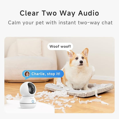 Noorio Security Camera Indoor, 4MP UHD Pet/Dog Camera 360-Degree for Home Security, One-Touch Call, Auto Motion Tracking, Night Vision, 2.4G Only