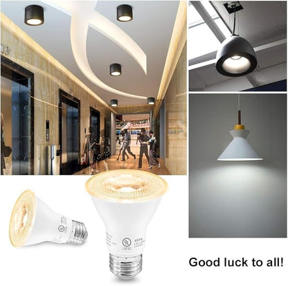 7W Par20 LED Bulb (50W Equivalent), UL Listed, 3000k Warm White Dimmable Flood Bulbs Lights, 500 Lumens, E26 Base, Recessed Lighting for Indoor Outdoor, 12 Pack