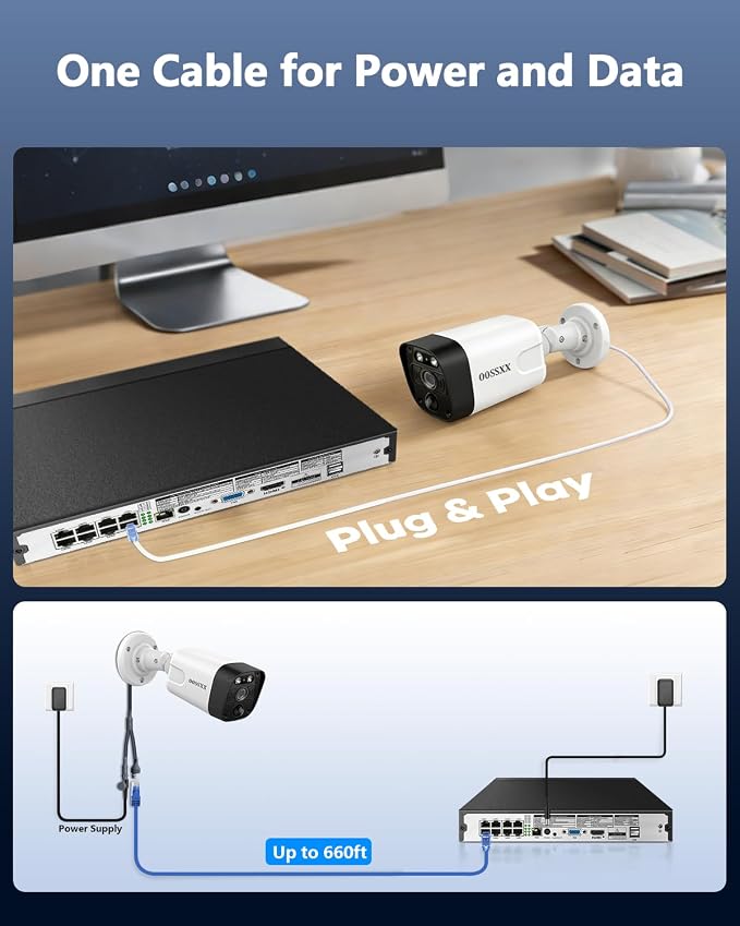 4K POE Wired Outdoor Home Security Camera System Surveillance Cameras