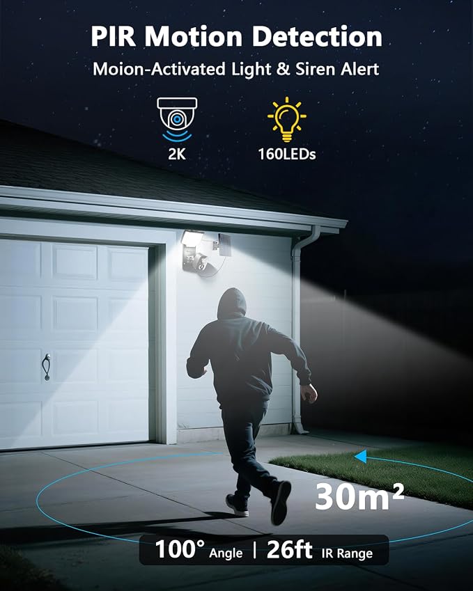 Solar Security Camera with Bracket & Spotlight, Smart Lighting Modes, 4MP Color Night Vision, PIR Detection, 2-Way Audio, 2.4G/5G WiFi, Outdoor Solar Battery Cameras for Home Security, Remote Control