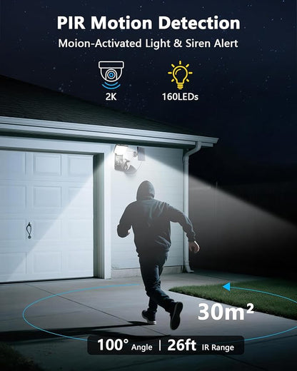 Solar Security Camera with Bracket & Spotlight, Smart Lighting Modes, 4MP Color Night Vision, PIR Detection, 2-Way Audio, 2.4G/5G WiFi, Outdoor Solar Battery Cameras for Home Security, Remote Control