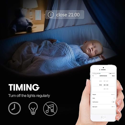 Smart Wi-Fi Light Switch, RF433, No Neutral Wire Required, Compatible with Alexa, Google Home, Smart Life App (2-Gang)