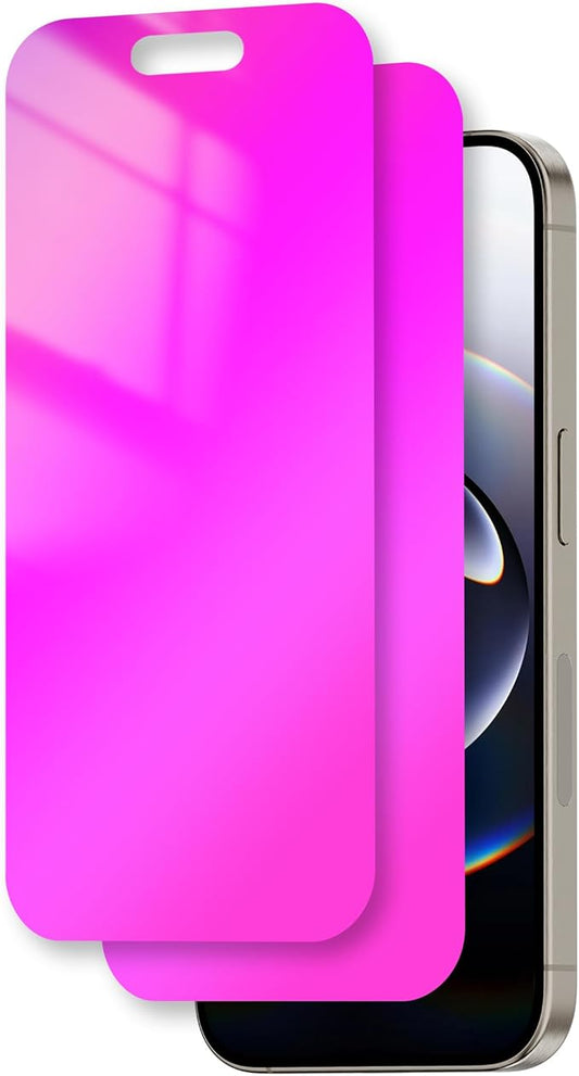 Juvraixo for iPhone 17e / 16e / iPhone 14 / iPhone 13 / iPhone 13 Pro [6.1 Inch] Privacy Screen Protector Anti-Spy Tempered Glass Gradient Purple Colorful Private Anti Blue Light Full Coverage Anti-Scratch HD Easy Installation Frame 2 Pack