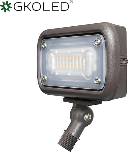 GKOLED 12W Outdoor Waterproof LED Garden Security Floodlight, 900Lumens, 80CRI, 2700K, 9-15V AC/DC, 1/2 Knuckle Mount, UV Resistant