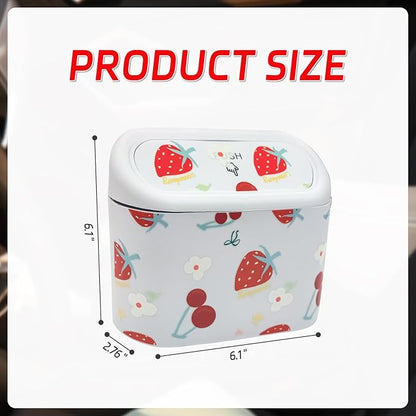 Mini Car Trash Bin with Lid – Automotive Garbage Can with 5 Trash Bags, Waterproof & Leakproof Vehicle Interior Waste Box for Car, Office, Home (White)