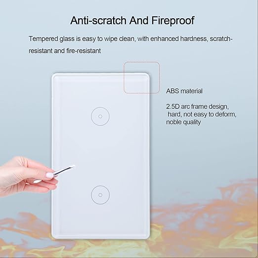 Dimmer Switches for Smart Light Touch Swith 2.4GHz Zigbee 2 Way White Tuya Easy to Install, Us Standard Electrical Light Switch (White 2 Way)