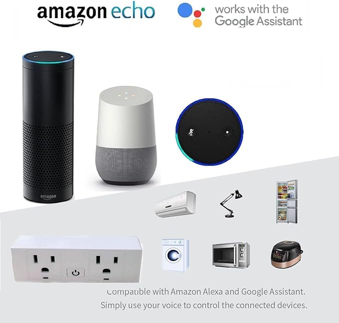 Jinvoo WiFi Ultra Plug Wireless Outlet Remote Control 120V 10A Works with Alexa Google Home no hub Required Smart Socket Whole Sale Tuya Smart Life Free app 2.4GHz only White ETL