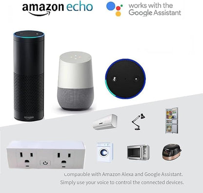 Jinvoo WiFi Ultra Plug Wireless Outlet Remote Control 120V 10A Works with Alexa Google Home no hub Required Smart Socket Whole Sale Tuya Smart Life Free app 2.4GHz only White ETL