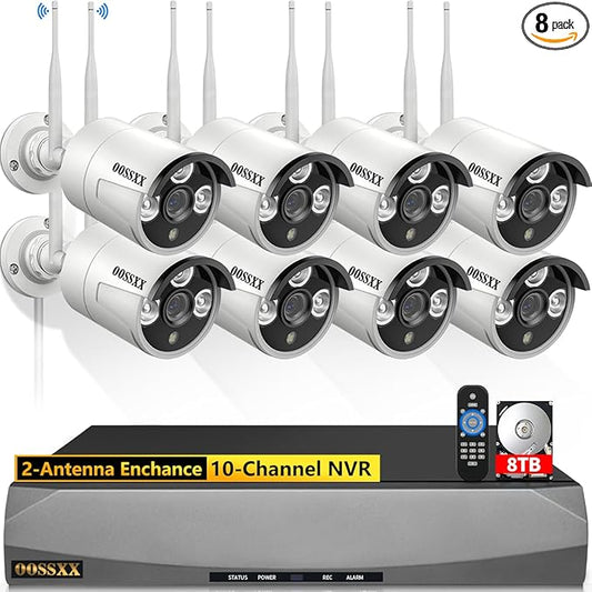 (2026 Update120 Days Storage) Wireless WiFi Outdoor Security Camera System, IP67 Waterproof Dual Antenna Cameras, Audio Recording, Night Vision, No Monthly Fee, Home NVR System