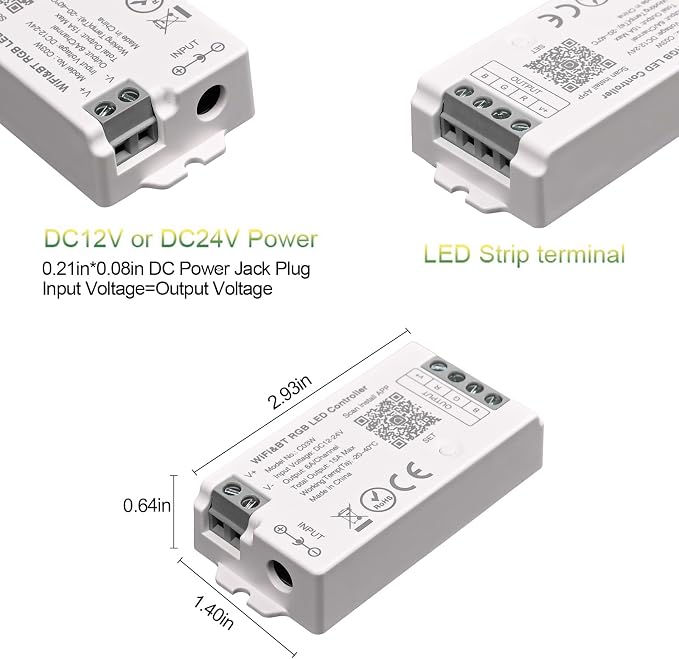C03W RGB LED Controller Tuya WiFi 2.4G RF LED Dimmer for 4Pin SMD COB Strip