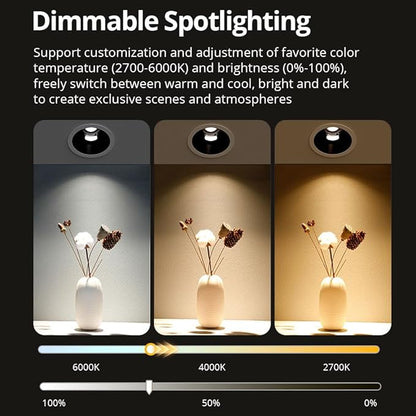 BENEXMART 12W Zigbee Smart LED Recessed Spotlight, Dimmable Recessed Ceiling Light, Anti-Glare, Works with Tuya App Control Alexa Google Voice Home, Tuya Zigbee Hub Required (24 Degree Beam Angle)