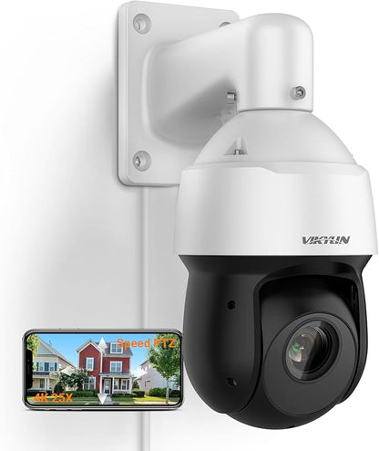 4K 8MP Auto Tracking PTZ PoE IP Camera with Optical 25x Motorized 5mm–125mm Lens,Human Vehicle Detection,AI Face Detection, 328ft IR Night Vision,Two-Way Talk,Perimeter Protection,SMD 4.0 Quick