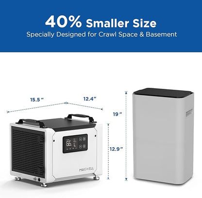 70 Pints Commercial Dehumidifier with Drain Hose, Compact Crawl Space Dehumidifiers for Basement and Home, Energy Star Certified, Automatic Defrost | MOISWELL Defender ME-7