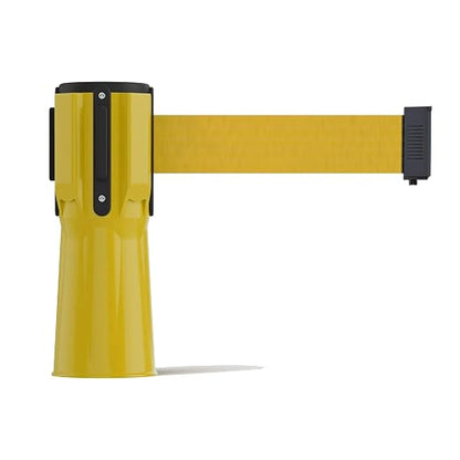Trafford Industrial 11 Ft. Cone-Mounted Retractable Belt Barrier Yellow Case with Yellow Belt