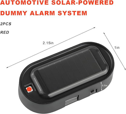 2 PCS Car Solar Power Simulated Dummy Alarm, Anti-Theft Vehicle LED Flash Lamp Security Alarm with Light Sensor, Flashing Security Warning Light Fake Lamp for Car Truck SUV (Red)