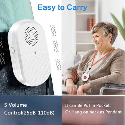 ChunHee Wireless Caregiver Pager Call Button Vibration Nurse Alert System | Call Bell Alert System for Seniors Patients Elderly at home 800ft Range 2 Waterproof Transmitters 2Portable Receivers