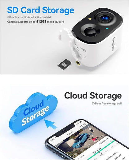 LongPlus 4K Outdoor Camera Wireless Battery Powered, WIFI6 Security Camera