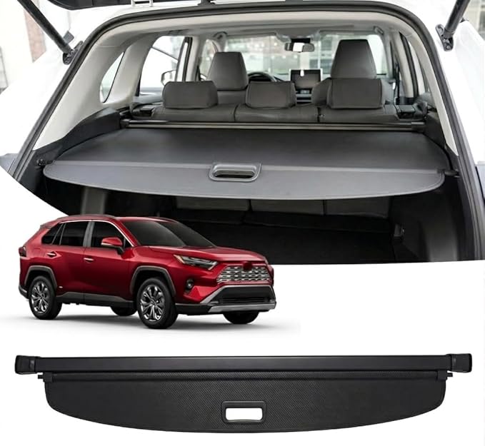 Powerty Retractable Cargo Cover for Toyota RAV4 2019-2025, Carbon Fiber Trunk Cover for RAV4 Privacy Screen Rear Security Shade for RAV4 Accessories