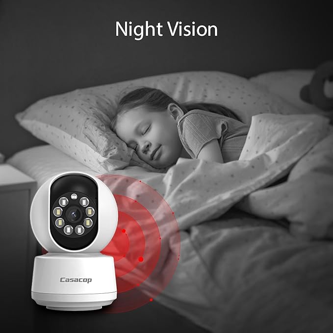 2PCS Smart Security Camera - 2K Home Security Camera, Pan & Tilt 2.4Ghz Indoor, with Person, Vehicle, Animal Detection, Phone App 2-Way Audio, Compatible with Alexa and Google Assistant