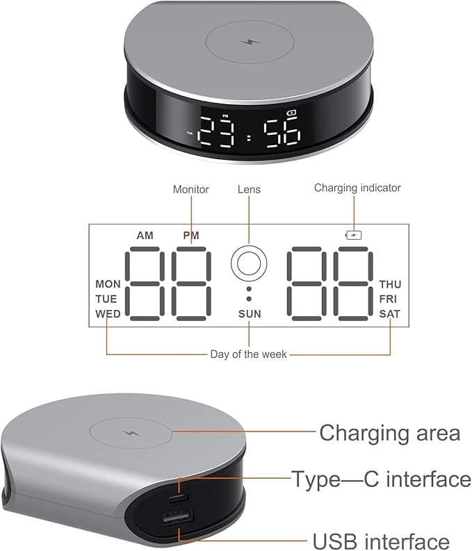 LIZVIE 2.4G WiFi Hidden Camera Clock - 1080P Real-Time Video Recorder with Motion Detection Alarm, Night Vision & Wireless Connectivity (2.4Ghz), Small Security Cam for Indoor Home/Office Surveillance