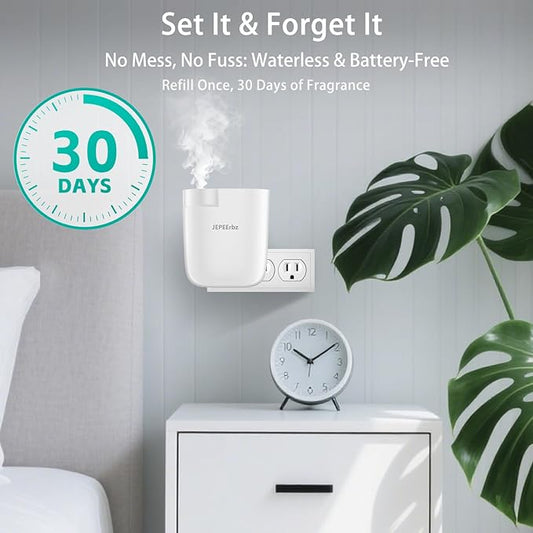 Waterless Diffuser, Plug in Diffuser for Essential Oils,Waterless Essential Oil Diffuser in Wall, Smart Bluetooth App Control, Up to 500 Sq.ft Coverage, White