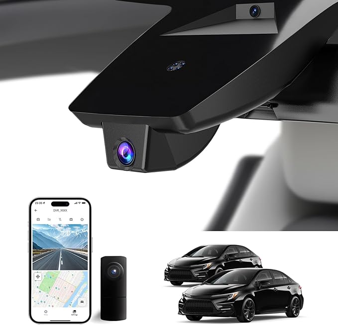 Front 4K & Rear 1080P Dash Cam for 2023-2026 Toyota Corolla E210 LE SE XLE XSE Hybrid Hatchback(Model B)(Gen12),OEM-Style,Loop Recording,Easy Installation,WiFi & App,128G Card