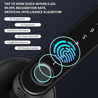 Fingerprint Smart Door Lock with Keypad Handle for Home, Apartment, Office, Front Door, Bedroom, Keyless Entry Door Lock