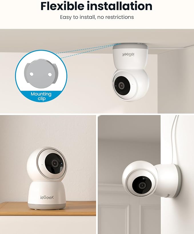 ieGeek Indoor Camera, 2K Cameras for Home Security, 5G Security Camera Indoor, 360° Pet/Dog/Baby Camera with Phone App, AI Tracking, 2-Way Audio, Night Vision, 24/7 SD Card Storage, Alexa
